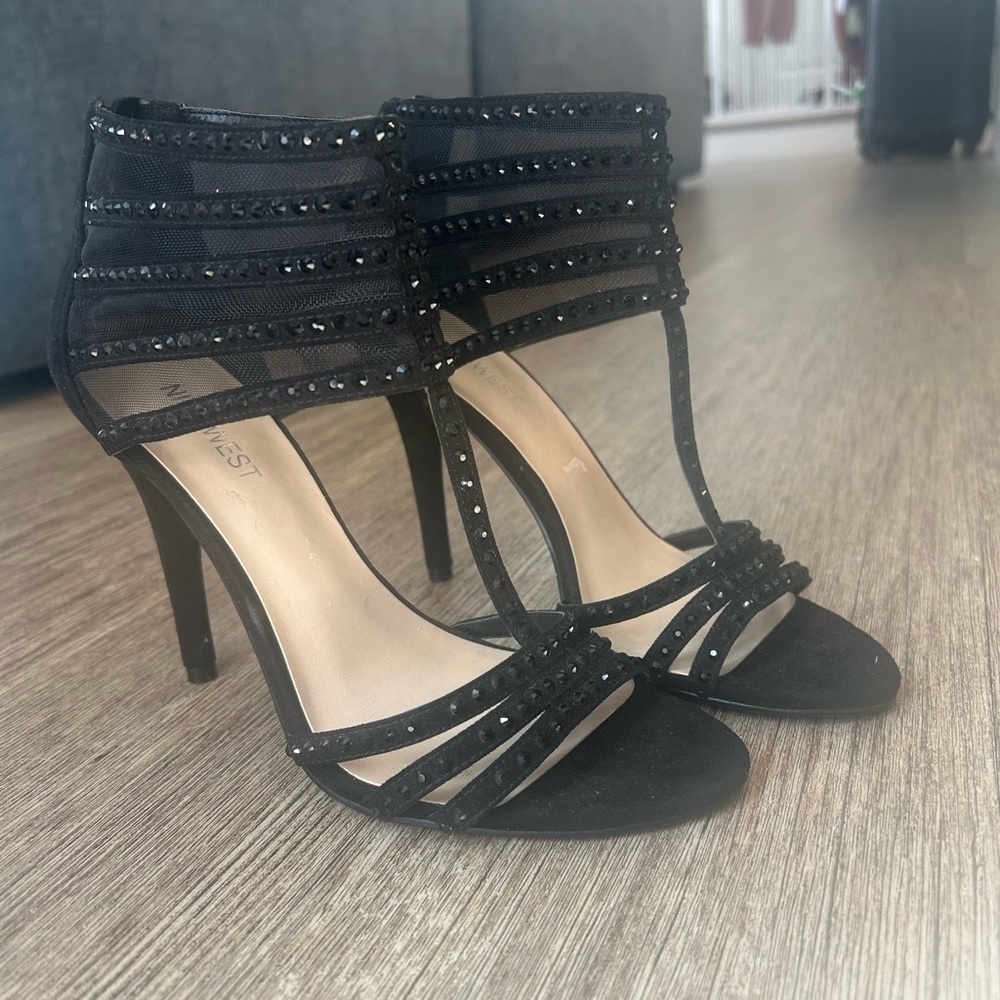 Nine West Black Strappy Heels